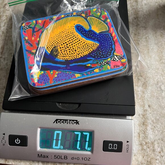 Rare VTG Jenny Kee Set Of 6 Coasters Cork Back Barrier Reef Tropical Fish - Picture 13 of 13